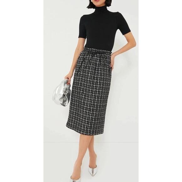 Tuckernuck Onyx Black Tweed Cece Midi Skirt $198 NWT Size Small